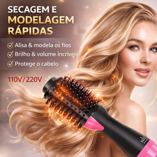 Escova Secadora Alisador Elétrica Quente Cabelo Com 3 Em1 Hair Styler 110V