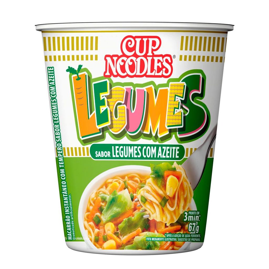Macarrão Instantâneo Cup Noodles Sabor Legumes com Azeite com 67g