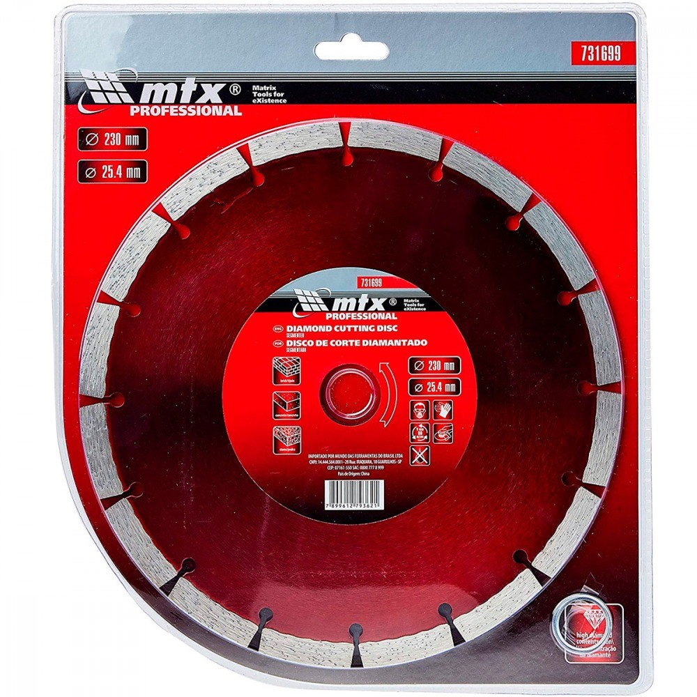 Disco diamantado segmentado 230 mm p/ concreto - 731699 MTX em Oferta na Shopee