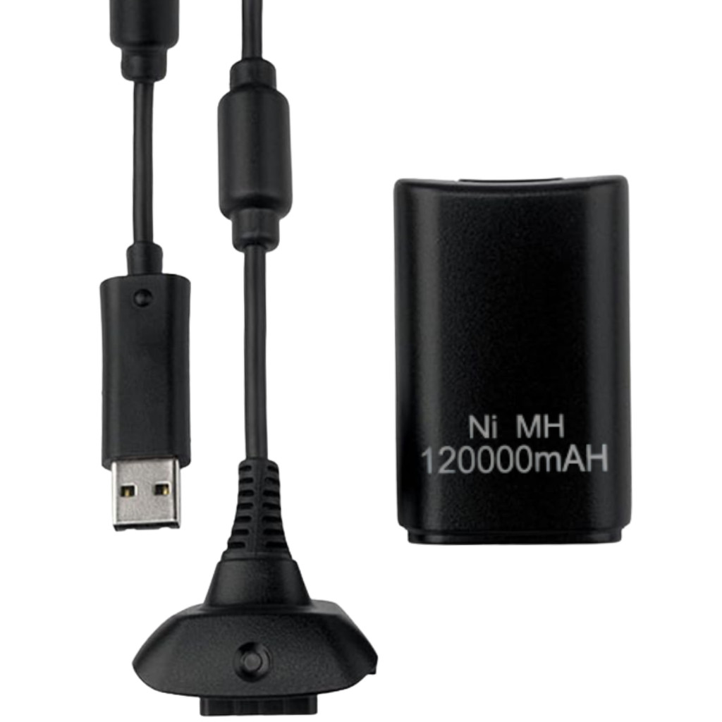 Kit Play & Charge Fonte E Carregador Para Xbox 360º Cabo USB