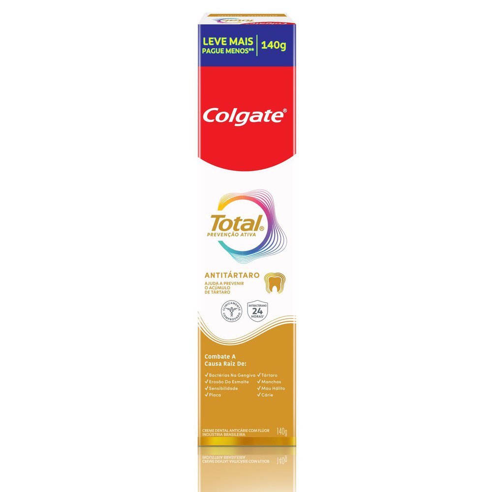 Creme Dental Colgate Total Prevenção Ativa Anti Tártaro 140g em Oferta na Shopee