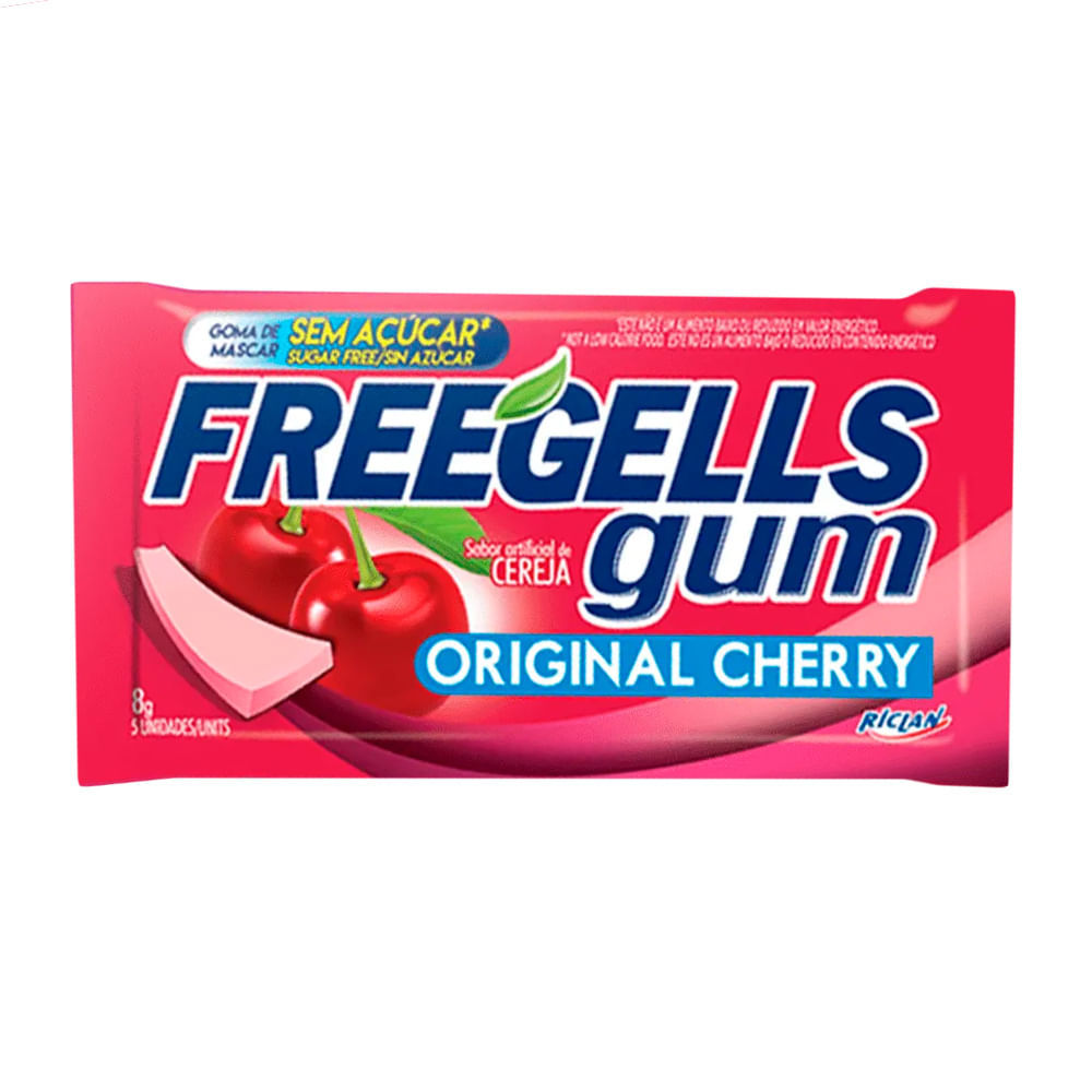 Chiclete Freegells Gum Original Cherry Sem Açúcar 8g em Oferta na Shopee