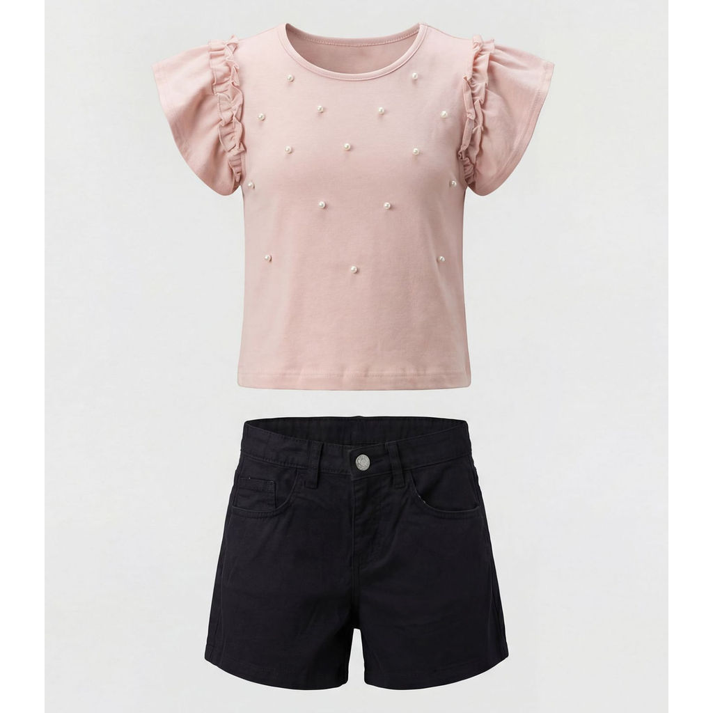 Conjunto Infantil Camiseta com Shorts Trick Nick Rosa
