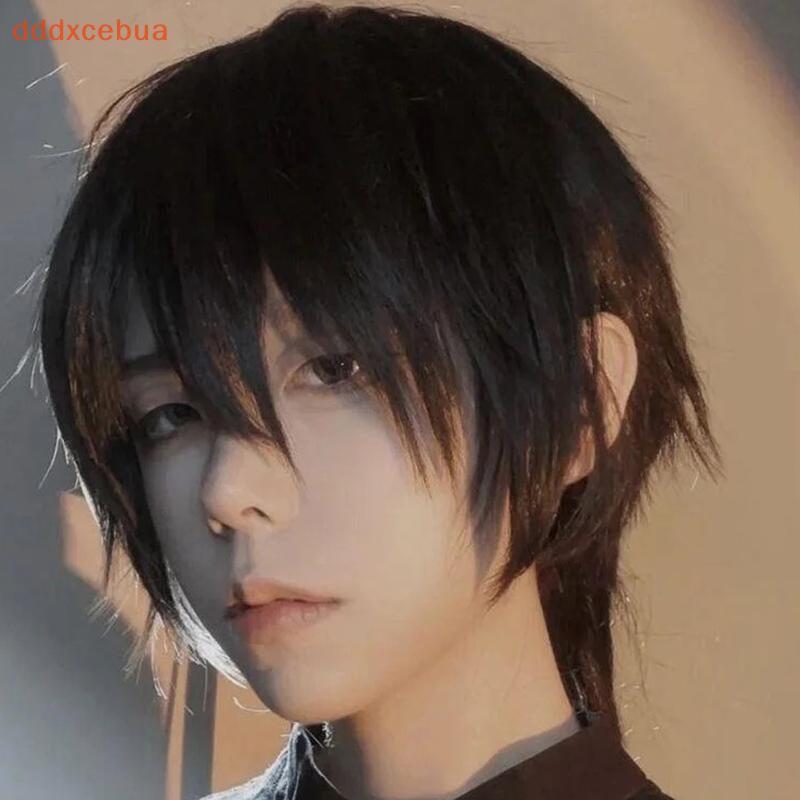 [dddxcebua] Homens Anime Cosplay Peruca Masculina Curta Reta Fantasia De Cabelo Sintético Causa Perucas Resistentes Ao C