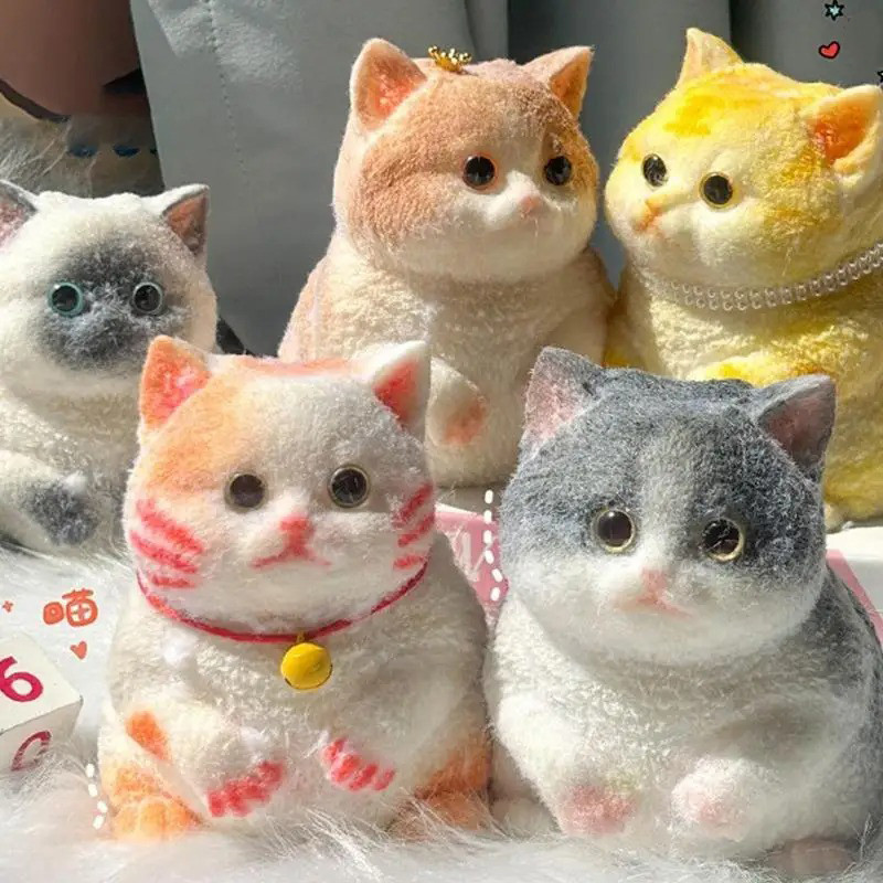 Simulação Maior Gato Squeeze Brinquedo Silicone Pitada De Descompressão Pelúcia TPR Brinquedos Sensoriais Para Crianças