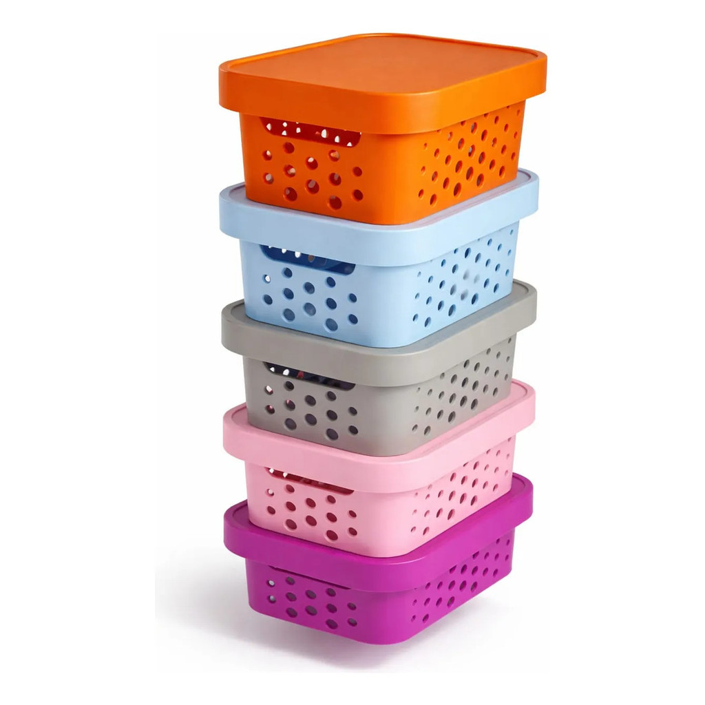 Caixa Organizadora Multiuso Com Tampa 6 Litros Plástico Resistente Ideal Para Casa Escritório Cozinha Quarto Banheiro