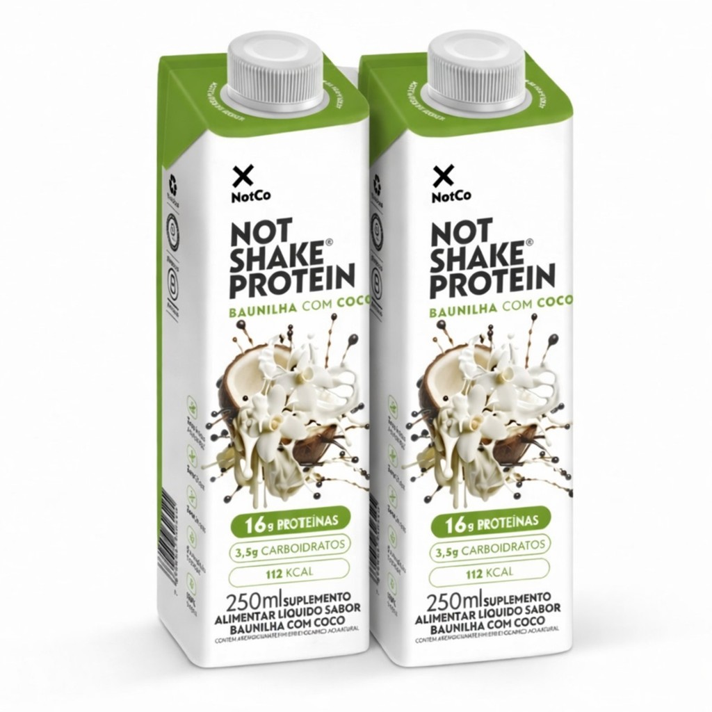 Kit 2 Suplemento NOT SHAKE Protein Baunilha c/ Coco 250ml