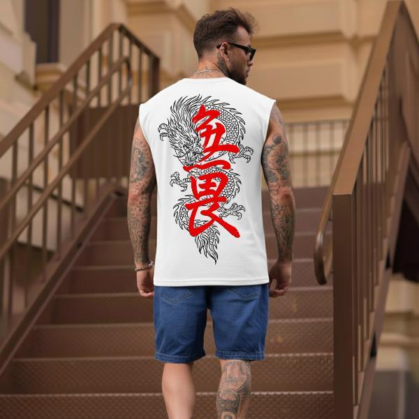 Regata Oversized Machão Masculina Estampa Dragão Tokyo Chinês