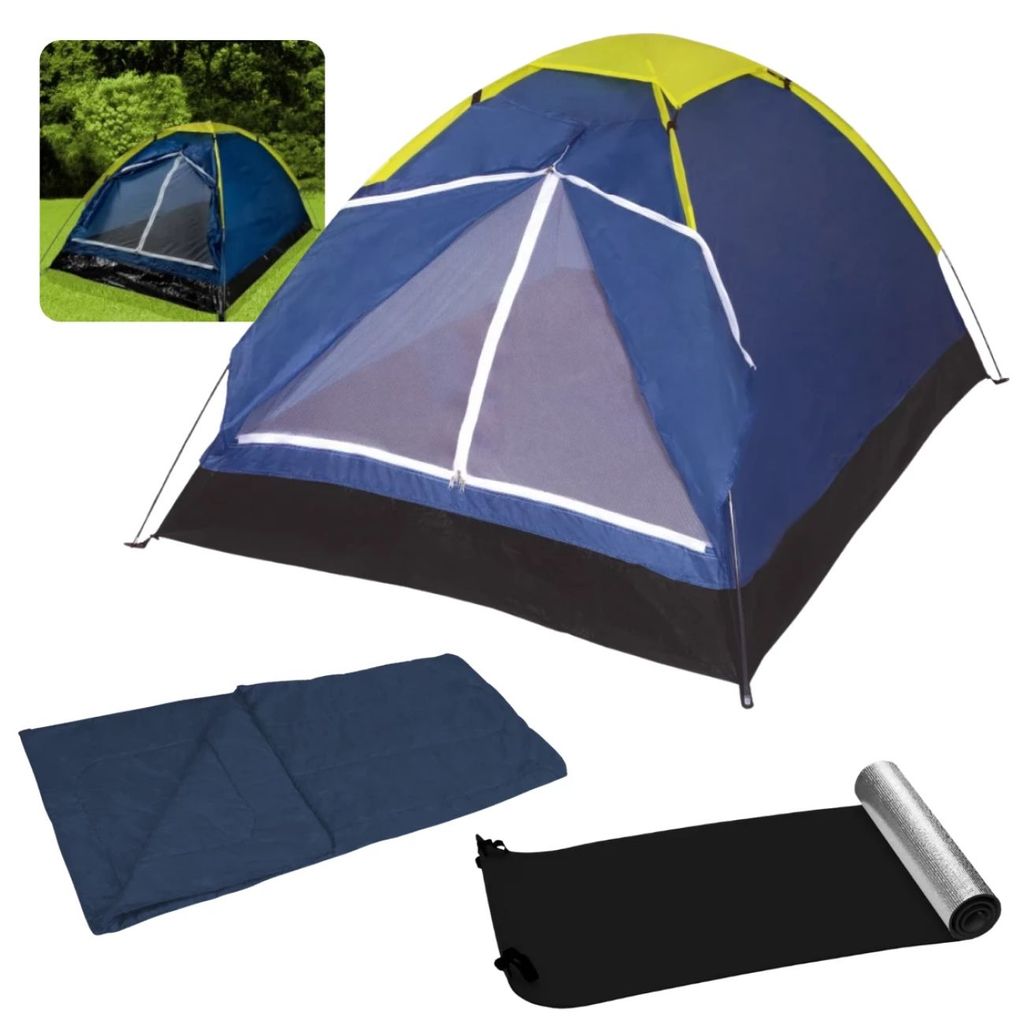 Kit Barraca 4 Pessoas Iglu Mor Coluna D Água 300mm + Saco de Dormir Solteiro + Isolante Térmico