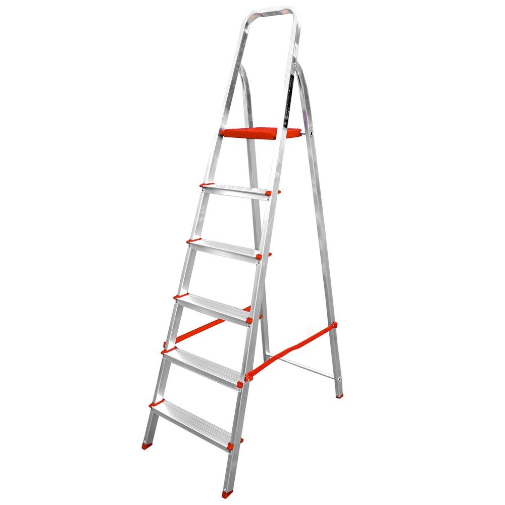 Escada de alumínio 6 degraus residencial - ESC0065 Botafogo em Oferta na Shopee