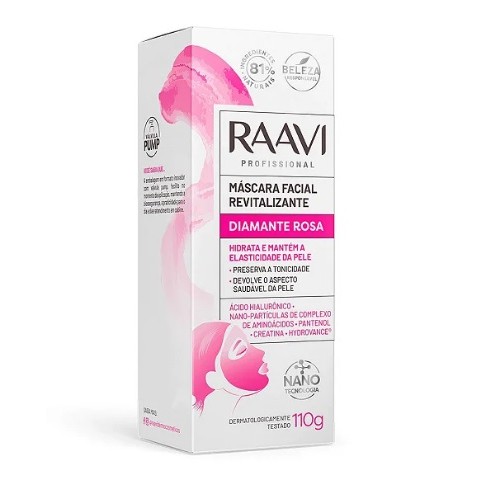 Máscara Facial Raavi Revitalizante Diamante Rosa 110g