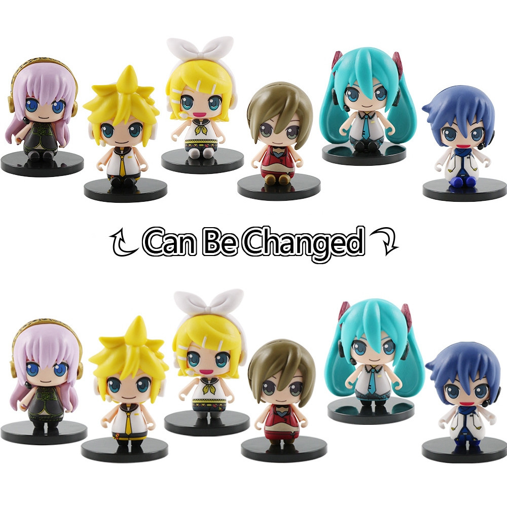 6 Pçs/Set 5-7cm Ídolo Virtual Vocaloid Hatsune Miku Figura Akita Neru Q Versão PVC Figuras De Ação Modelo Boneca Brinque