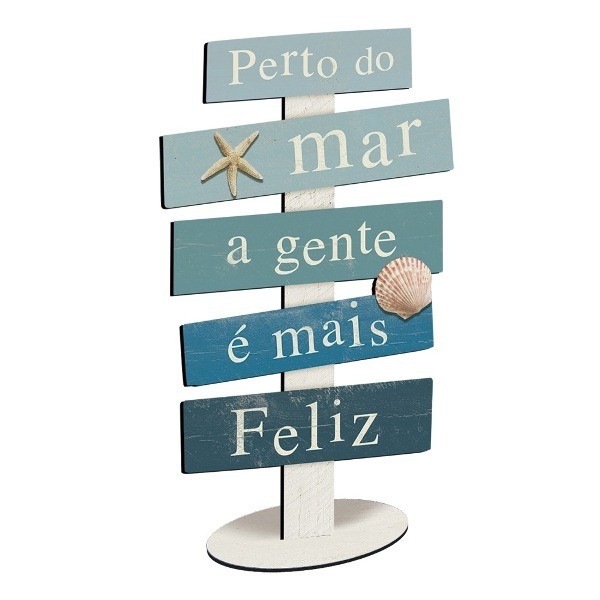 Decoração para Mesa - Perto do Mar a gente é mais Feliz em Oferta na Shopee