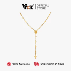 Colar Longo Em Forma De Y Com Cruz Sagrada Vnox Para Mulheres E Meninas , Joias De Oração Contas De Ouro 18K