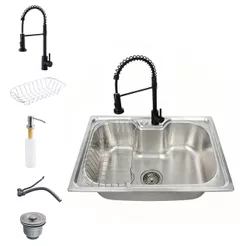 Kit Cuba de Pia Cozinha Inox + Torneira Cozinha Bancada | Pia 60x42cm
