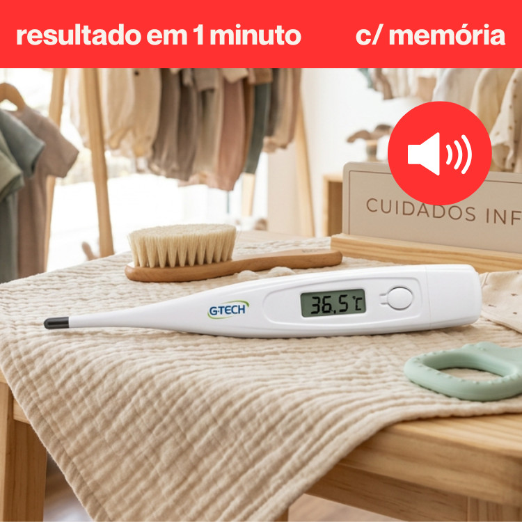 Termômetro Digital Branco Alerta Fim G-Tech