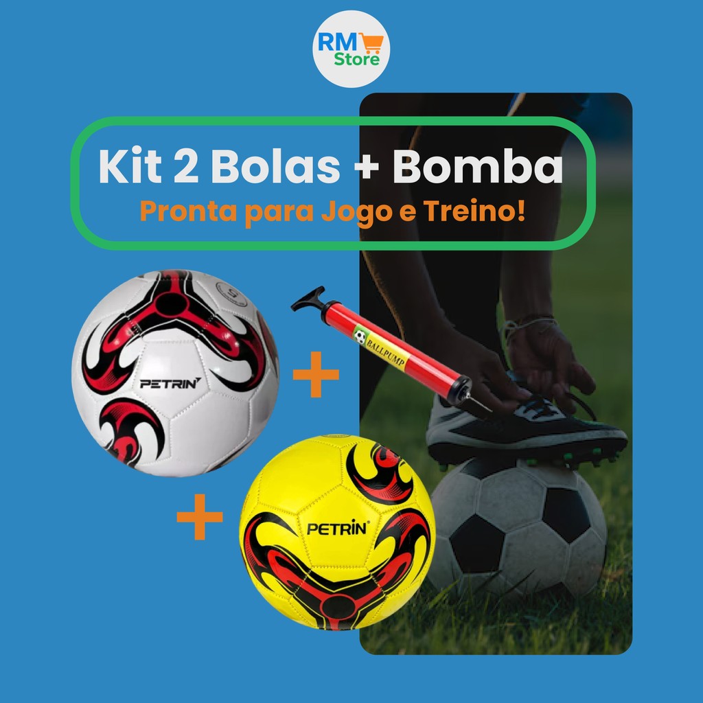 Kit 2 Bolas de Futebol Campo Tamanho 5 Oficial + Bomba de Ar – Ideal para Jogo e Treino