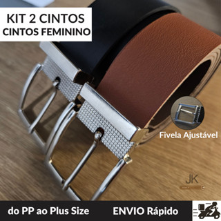 Kit 2 Cintos Femininos 3.35cm do PP ao Plus Size Fivela Ajustável em Oferta na Shopee