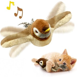 Brinquedo Interativo Para Gatos Pássaro Voador Com Som E Movimento De Asas Pelúcia Estimulante Anti Estresse Pet