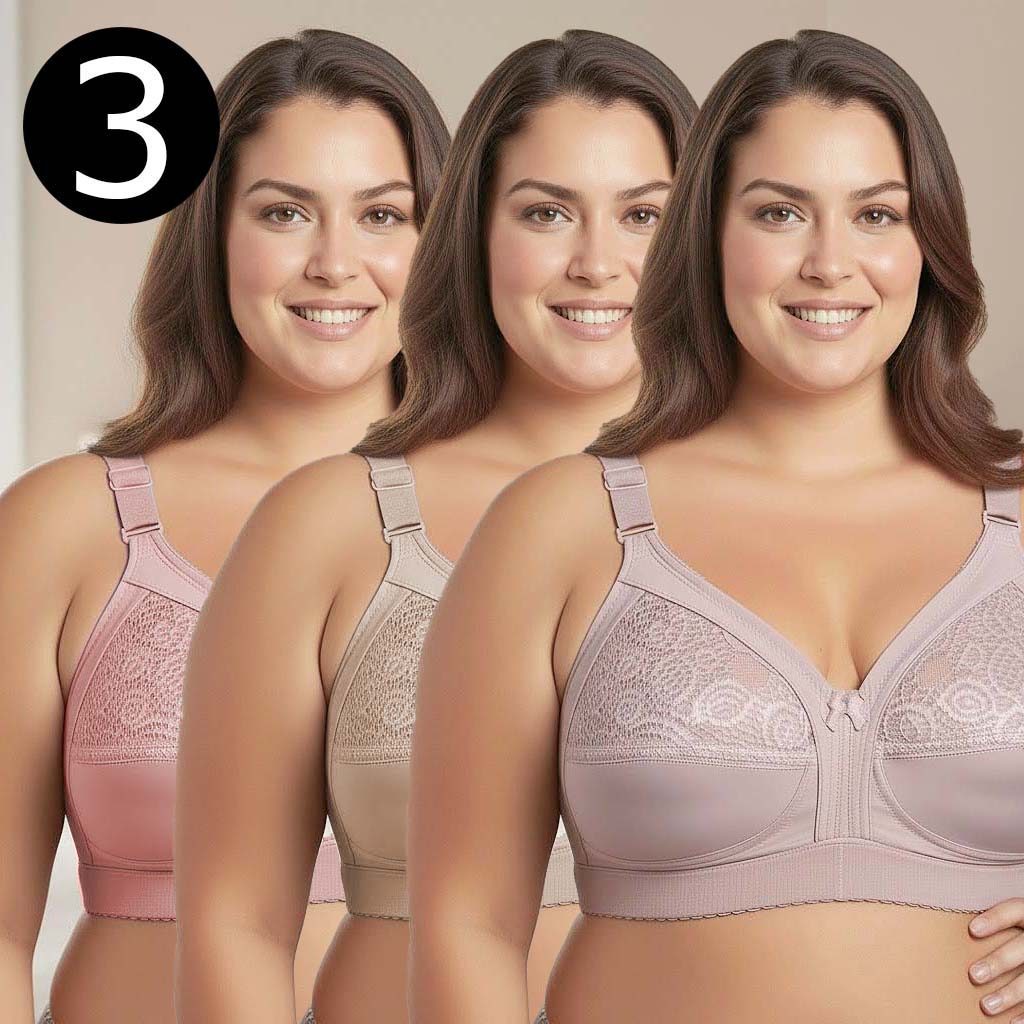 Kit 3 Sutiã Reforçado Plus Size Pala Dupla Forrados Soutien Alça Larga Conforto