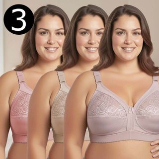Kit 3 Sutian Reforçado Plus Size Pala Dupla Forrados Soutien Alça Larga Conforto