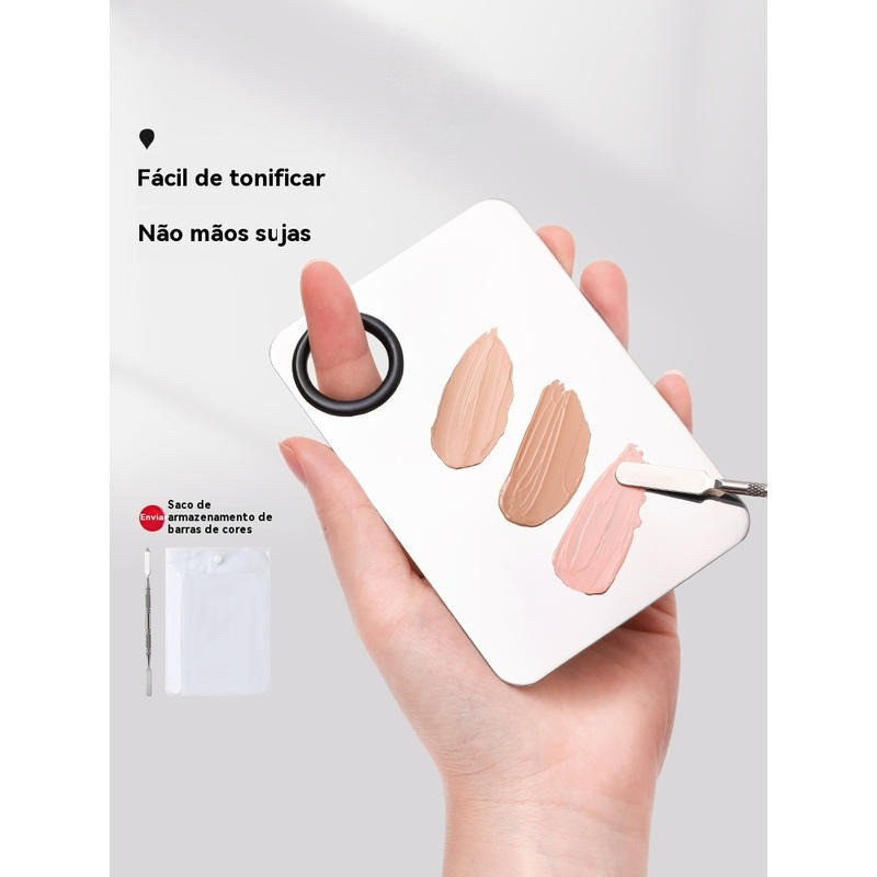 Paleta de Mistura Maquiagem em Aço Inoxidável Profissional p/ Base, Corretivo e Cosméticos