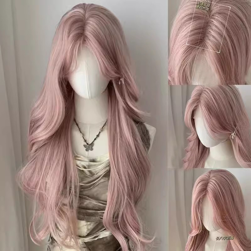 Peruca feminina arnês completo longo cabelo encaracolado moda longo cabelo encaracolado personagem franja grande onda en