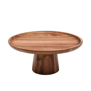 Prato de Bolo Redondo com Pé em Acácia 11x25cm Kenya em Oferta na Shopee