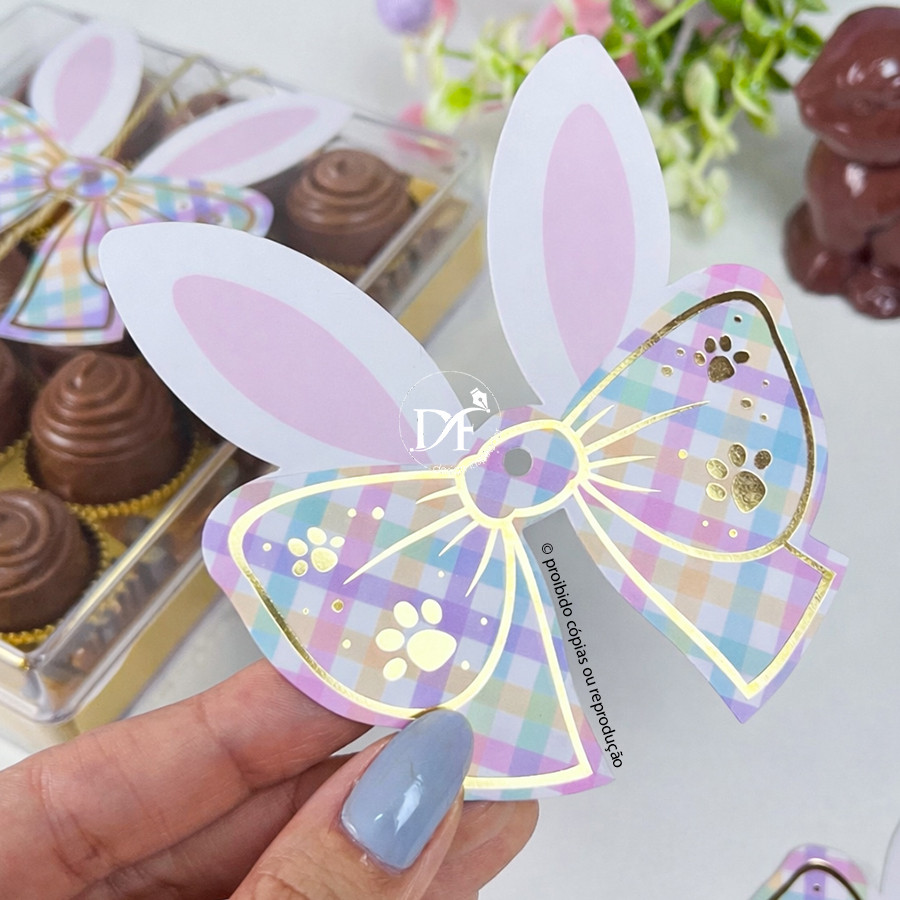 Tag LAÇO PÁSCOA hotstamping para embalagens e presentes | 10 ou 25 unid em Oferta na Shopee