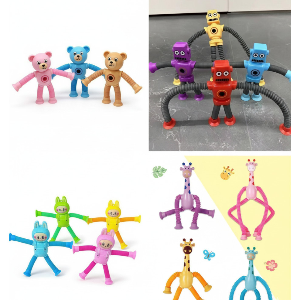 Ventosas Pop Tubos Sensoriais Brinquedos Mola Fidget Toy C Ventosas e Luz