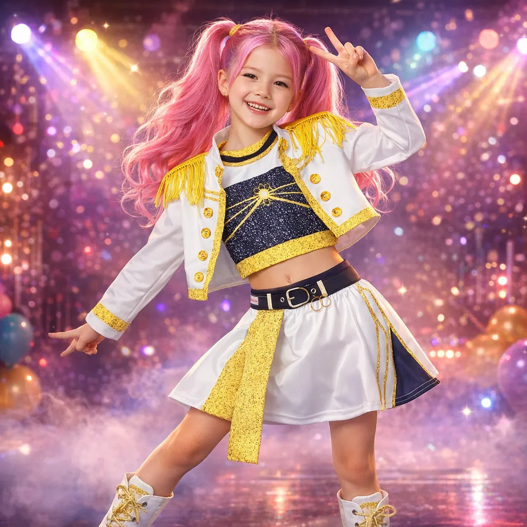 Fantasia Guerreiras Kpop Festa Pop Infantil Dança Palco Luxo