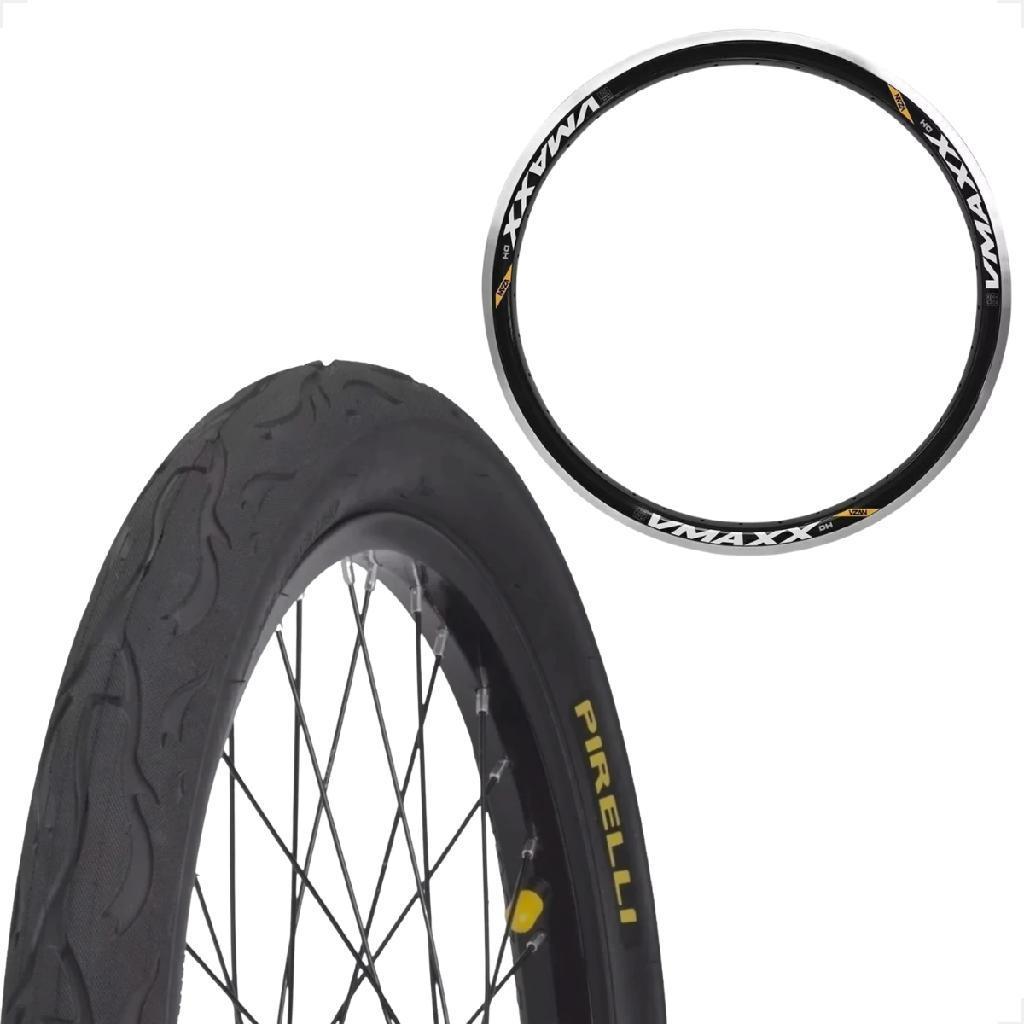 Pneu Pirelli Tornado Beta Flame Aro 26 2.2.125 + Aro vzan Vmaxx Preto vbrake Montadinha freeride