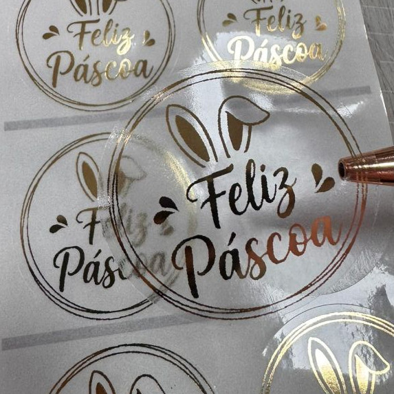 Etiqueta Feliz Páscoa Adesivo Trasparente 4x4cm em Oferta na Shopee