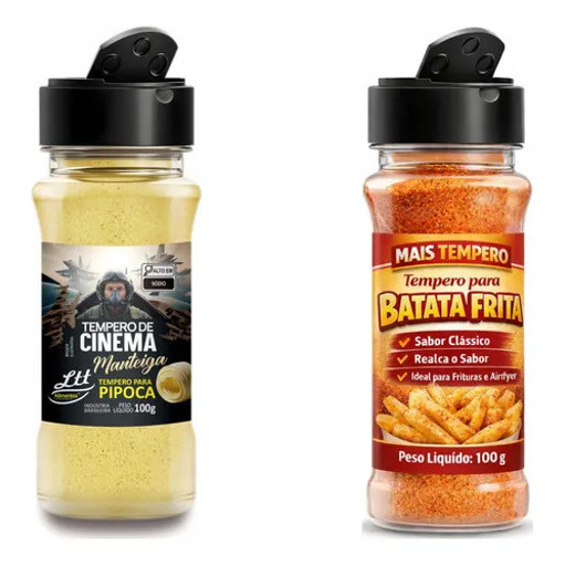 Kit Tempero Pipoca Sabor Manteiga 100g + Tempero Batata Frita Gourmet 100g