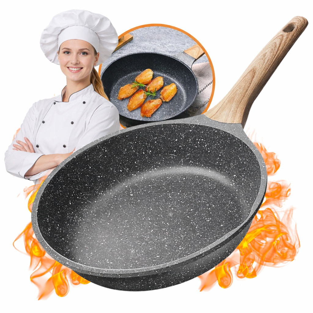 Frigideira Cerâmica  Antiaderente Grande Para Fogão A Gás Indução Profissional  24 cm 26 cm 28 cm