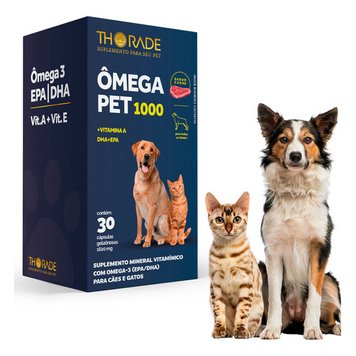 Suplemento Thorade Ômega 1000 Cachorro Gato 30 Cápsulas