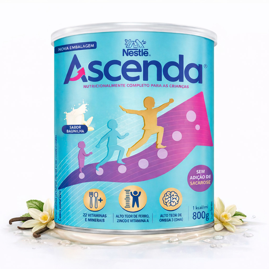 Suplemento Alimentar Infantil Ascenda Nestlé Baunilha 3 a 10 anos 800g