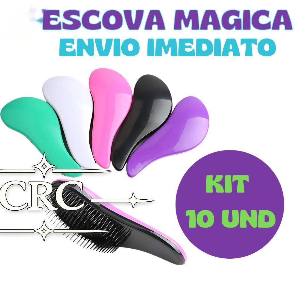 Kit 10 - Escovas Mágicas pra cabelo - Anti Frizz - De Desembaraçar Cabelo cores sortidasX794