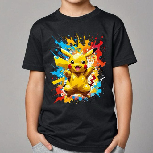 Camiseta Camisa Pikachu Pokémon Colorido Infantil 100% Algodão Camiseta Premium - Envio Rápido - LC.ShoppingBlue