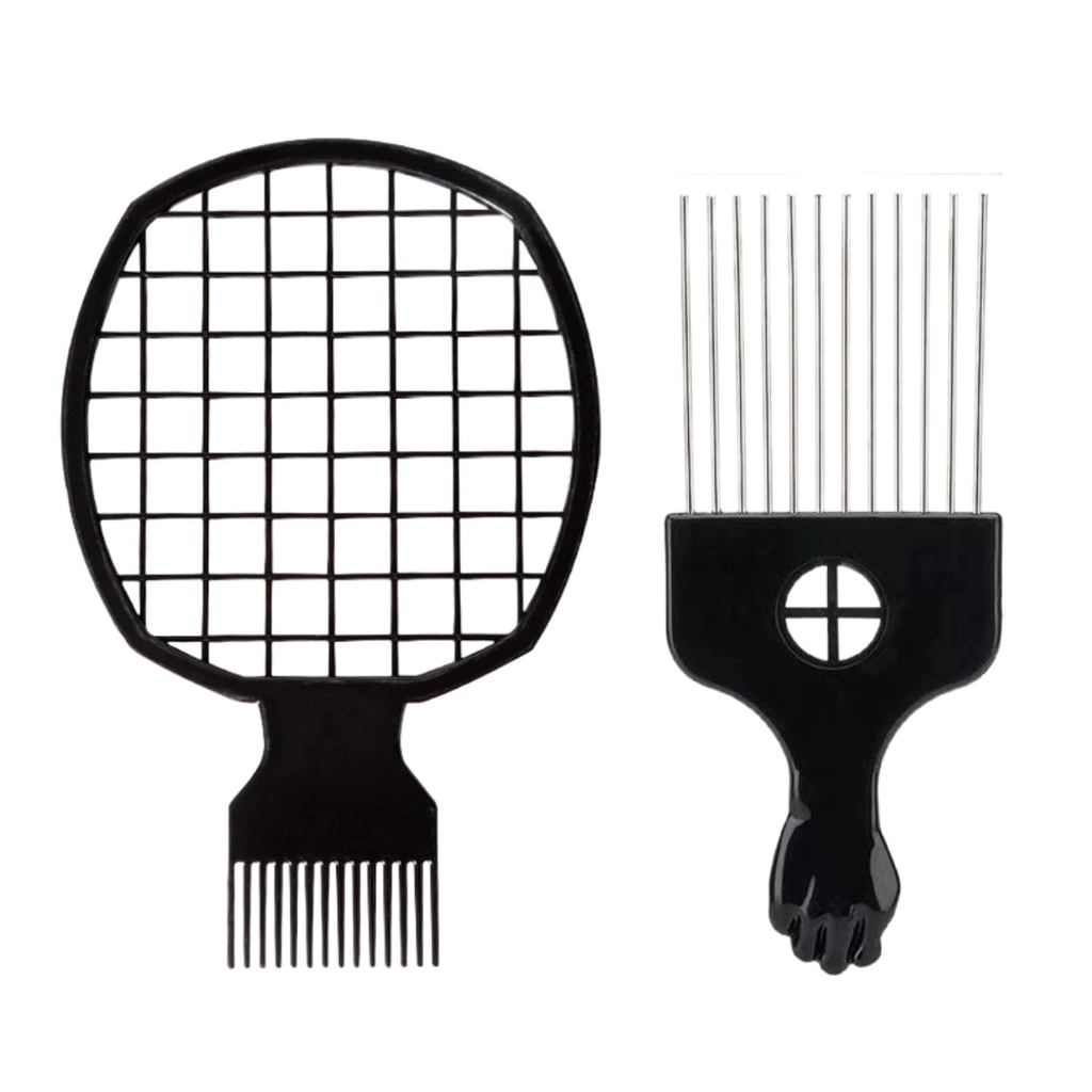 Conjunto de Escova de Esponja para Cabelo e Pente Metálico para Cabelo Afro, para Homens e Mulheres Negros, para Cachos,