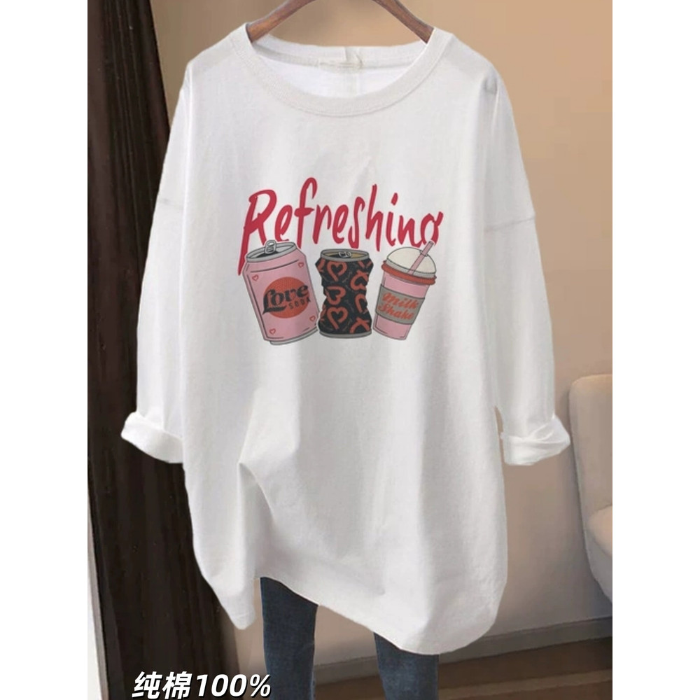 Roupa de maternidade novo estilo puro algodão manga comprida camiseta feminina topo pequeno primavera outono solto taman