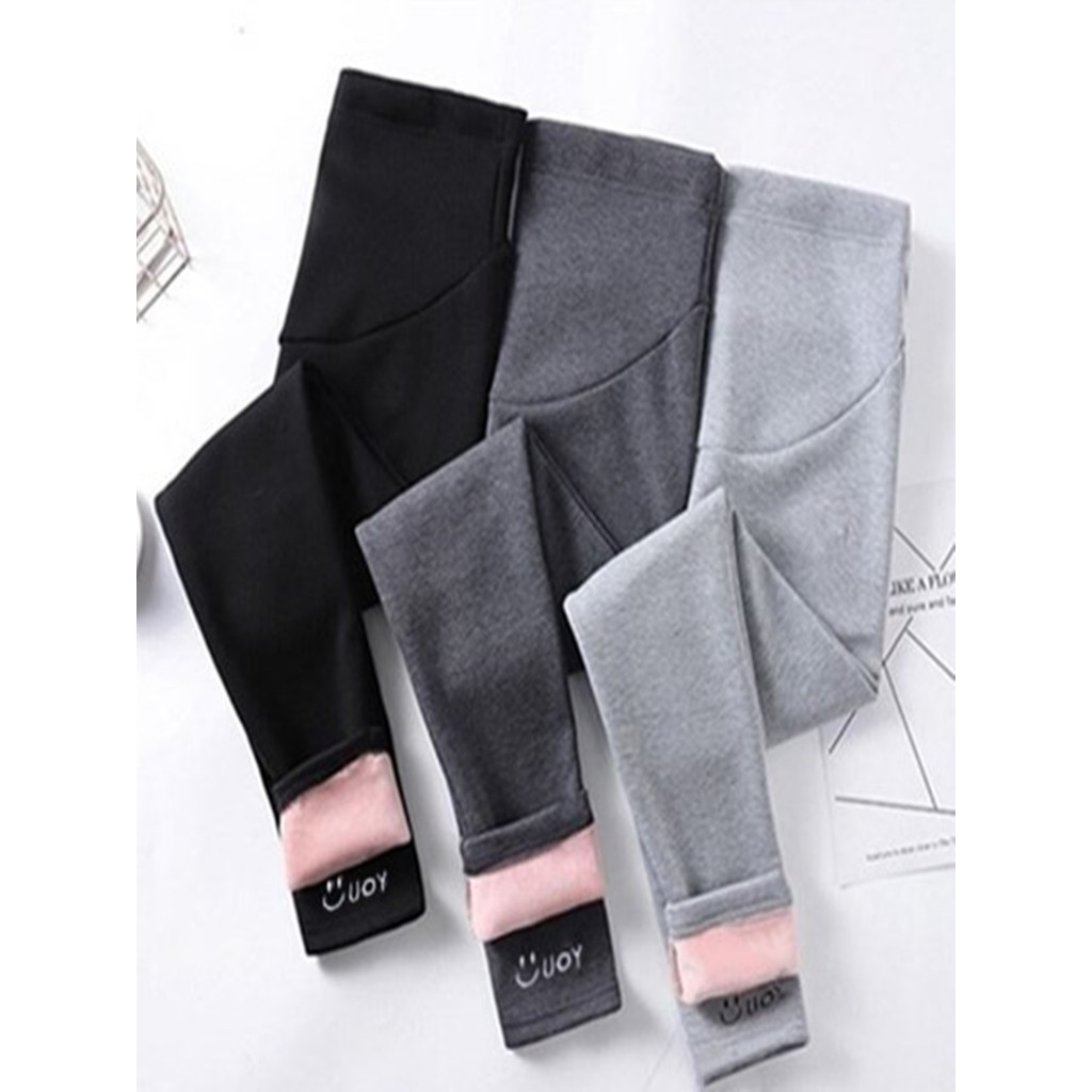 Calças de maternidade inverno algodão Leggings de maternidade calças compridas forro de lã engrossado prata raposa velo 