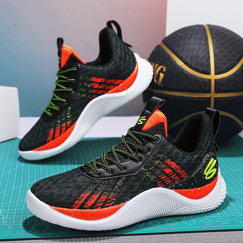 Curry 10th geração tênis de basquete masculino curry cimento terra preto fluxo vermelho Ultra-leve rebote combate real s