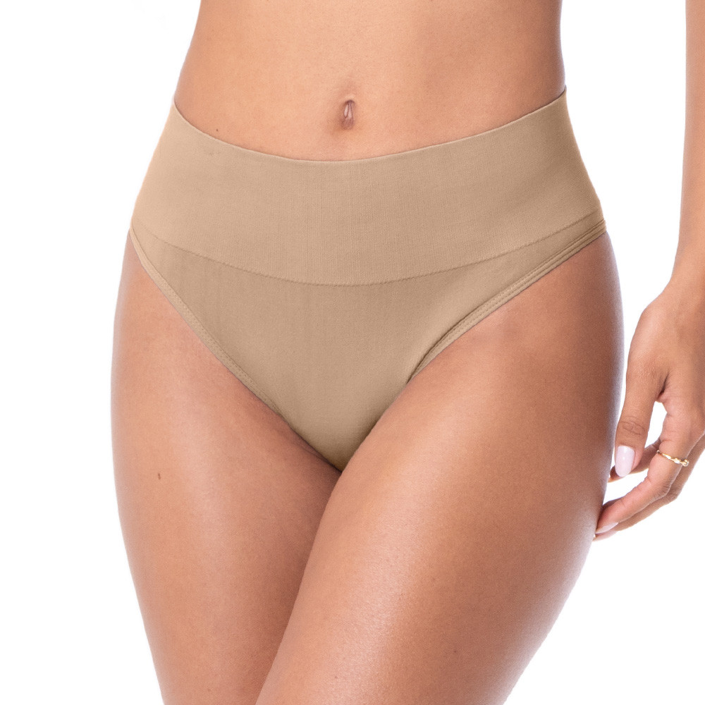 Imagem Calcinha Tanga Cós Alto Areia sem Costura