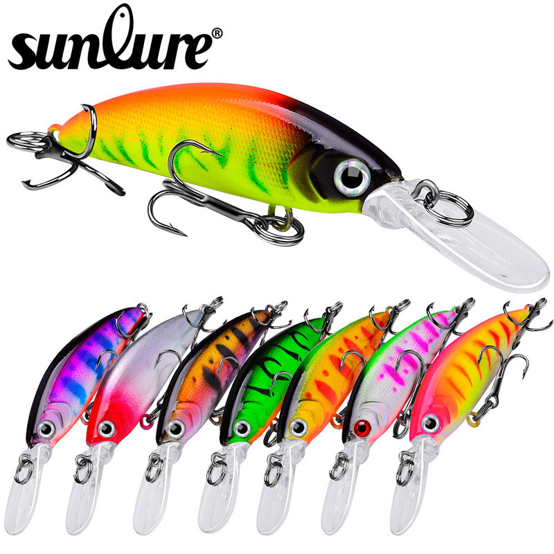 Minnow submerso 5.5g/7cm Isca de robalo Isca longa fundida Isca dura Isca falsa de água doce
