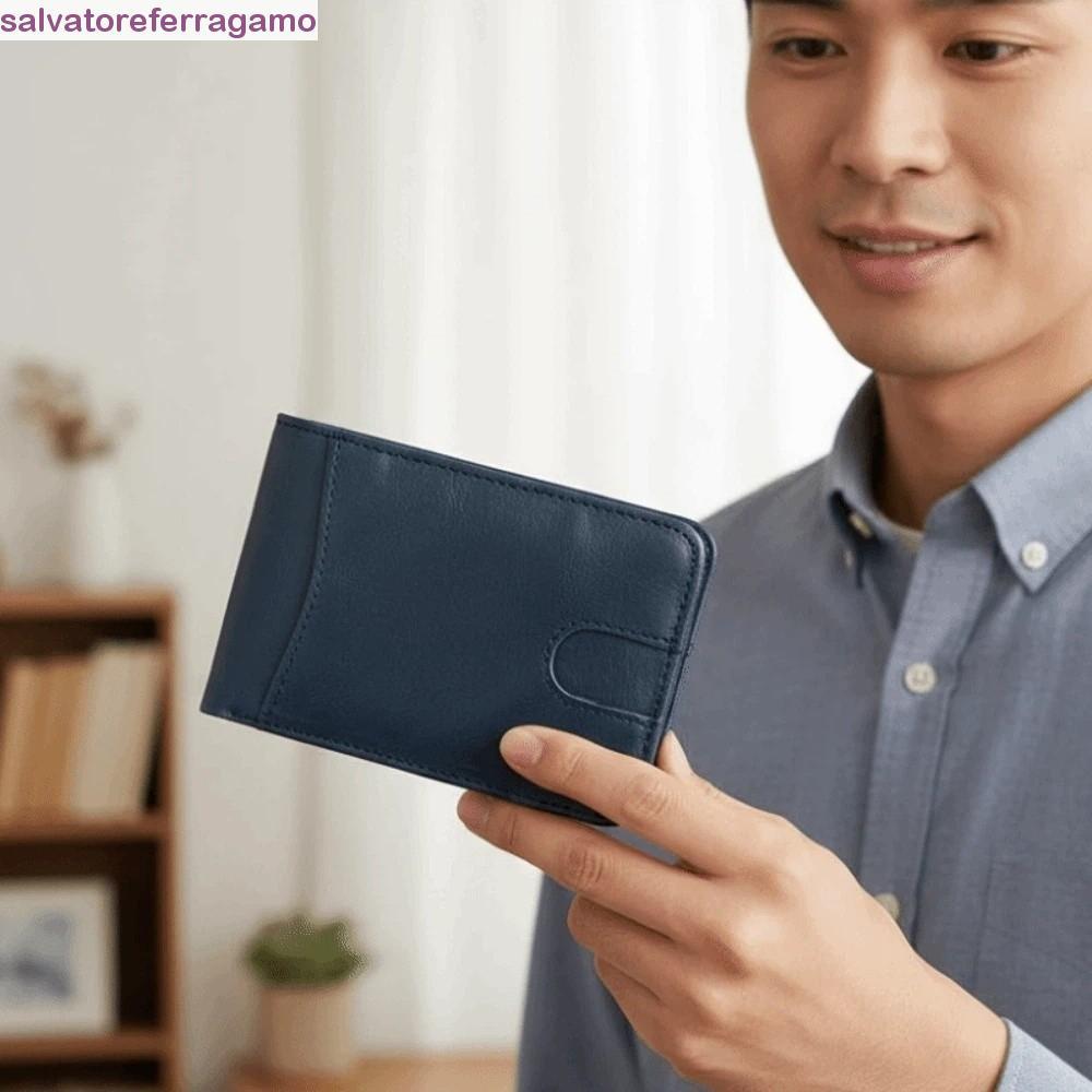 Bolsa De Dinheiro Retrô SALVATOREFERRAGAMO , Carteira De Couro Fino De PVC De Grande Capacidade , Porta-Moedas Masculino