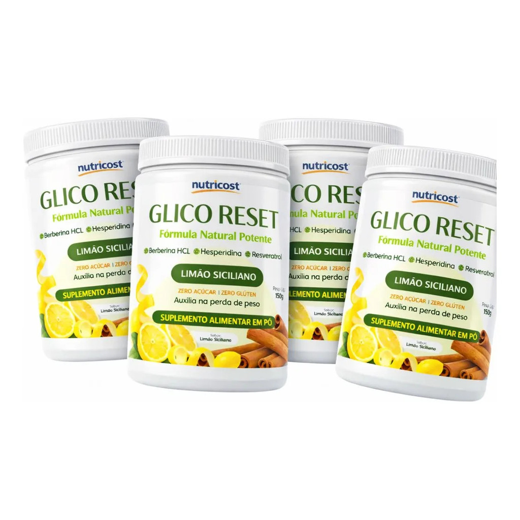 4 Glico Reset Berberina Hcl Limão Siciliano 150g