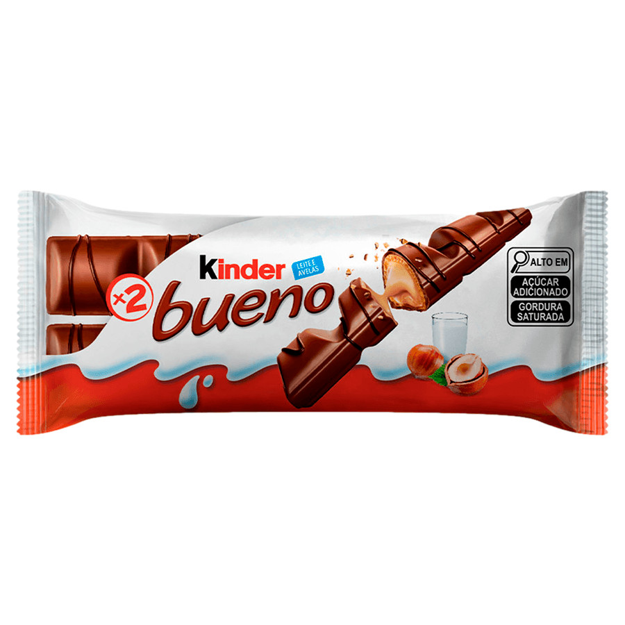KINDER BUENO AO LEITE E AVELÃ 2UN 43G - FERRERO