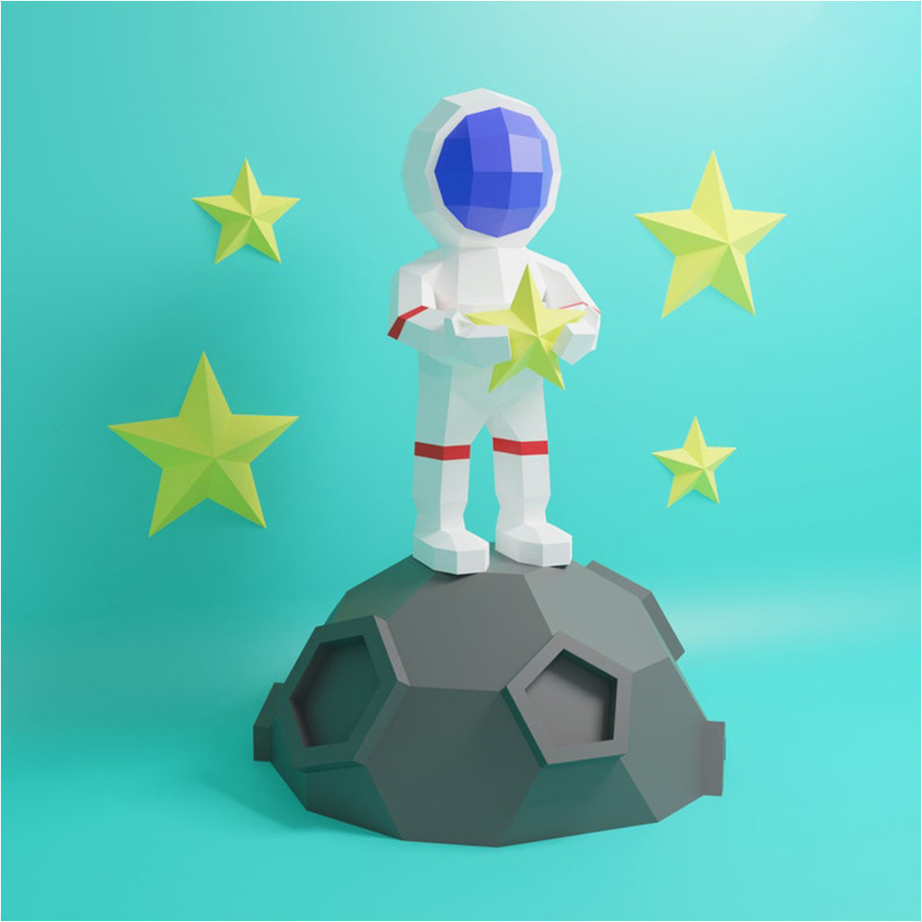 MOMO Modelo de papel tridimensional Espaço de astronauta Modelo de papel DIY montado na parede Escritório Sala de estar 