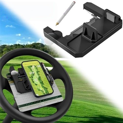 Suporte De Telefone Ajustável Seguro : Berço Universal Para Volante De Carrinho De Golfe iPhone/Samsung (Preto Mãos-Livr